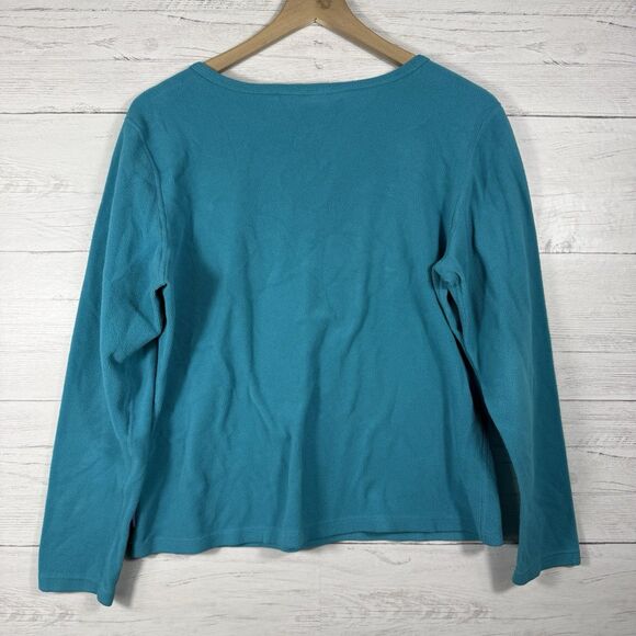 LL Bean Womens Size Large Blue Fleece pullover sweater - Picture 4 of 5